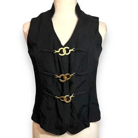 Vintage 80s Power Unique Hook Closure Vest Top - Picture 1 of 4